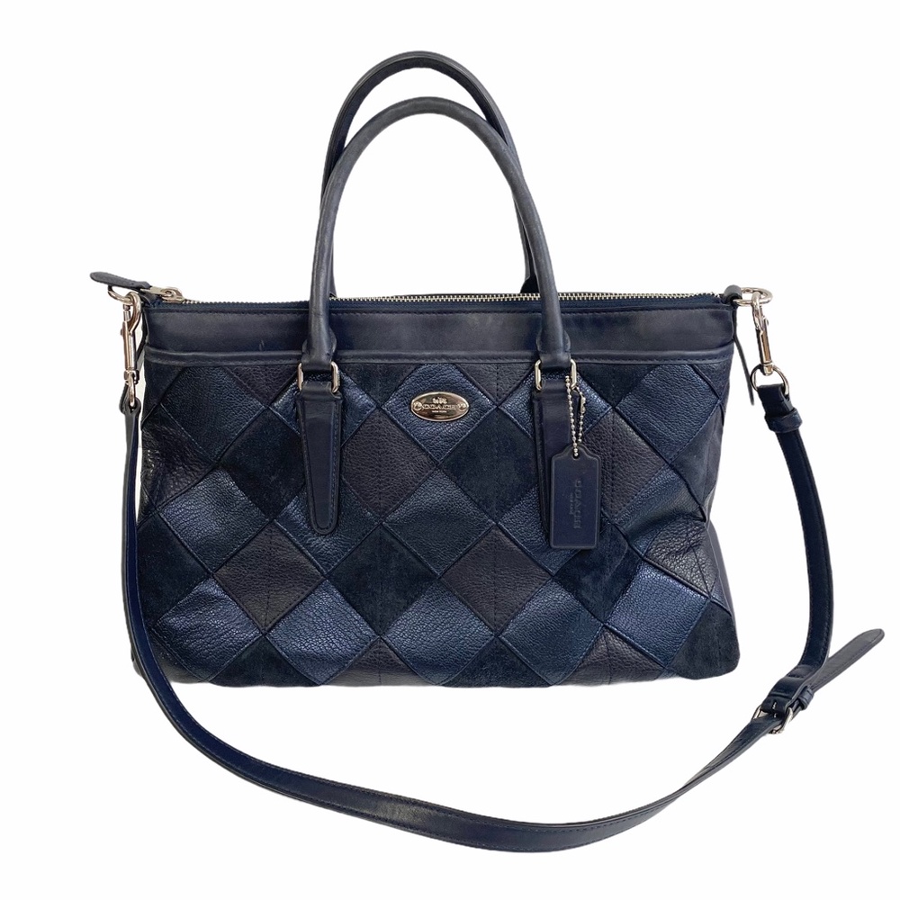Coach Navy Patchwork Leather Shoulder Bag